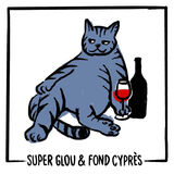 Super Glous Fond Cypres Chats Bleus Rouge