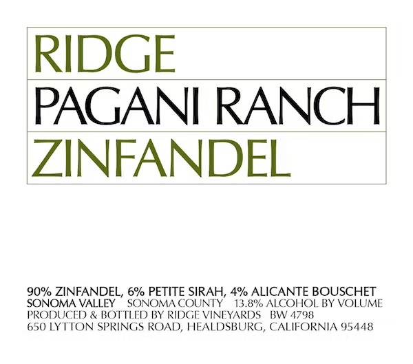 Ridge Pagani Ranch Zinfandel