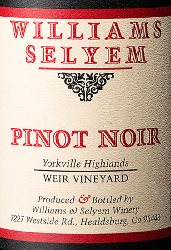 Williams Selyem Weir Vineyard Mendocino Pinot Noir